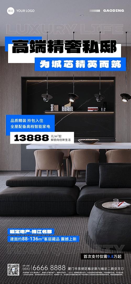 房地产楼盘产品介绍营销现代感全屏海报